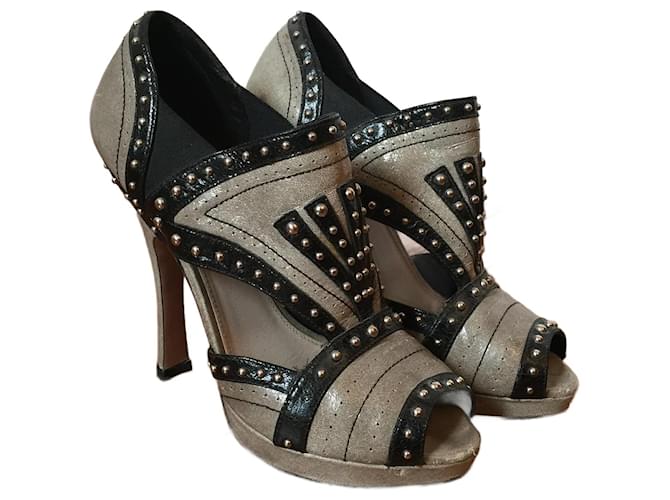 PRADA  Sandals T.eu 37.5 Leather Black  ref.827956