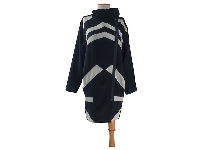 Casaco Geo Helmut Lang Preto e Branco de Lã