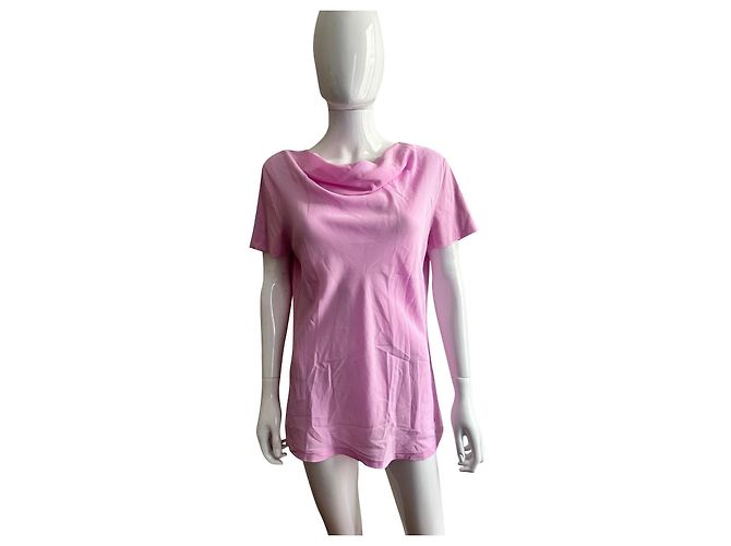 Salvatore Ferragamo Top rosa de algodão e seda