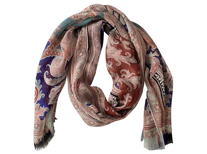 Silk Hand Rolled Paisley Print Foulard Scarf For Women Luxe2429