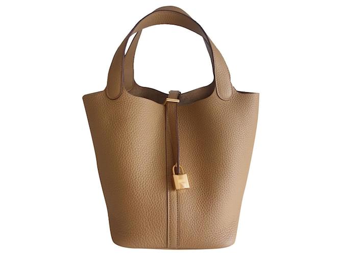 Hermès Picotin Lock Bag 22 Bege Couro  ref.828170