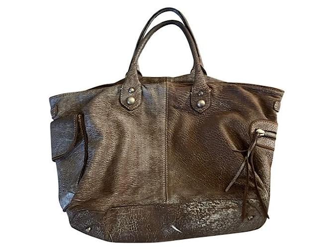 Maliparmi Handbags Silvery Light brown Leather  ref.828174