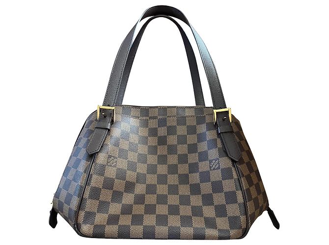 Louis Vuitton Belem MM Handtasche Braun Stoff