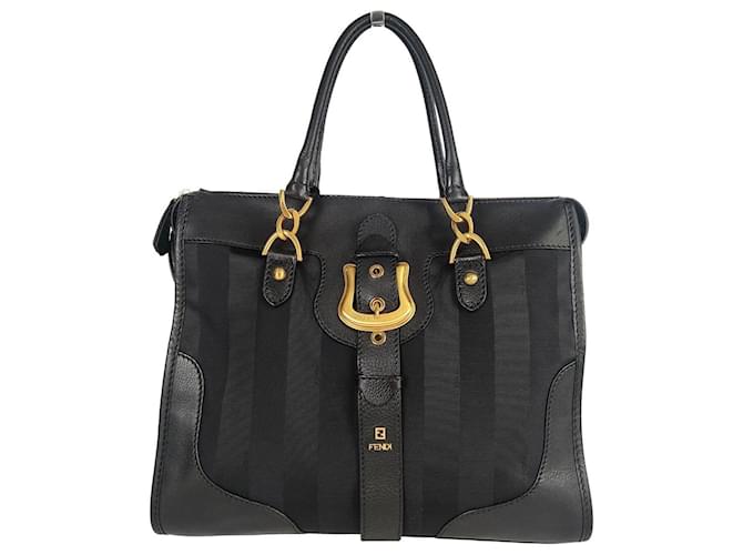 Fendi handbag in Pacan canvas and black leather Cloth  ref.828211