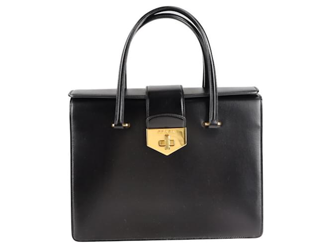 Prada Turn Lock Preto Couro  ref.828418