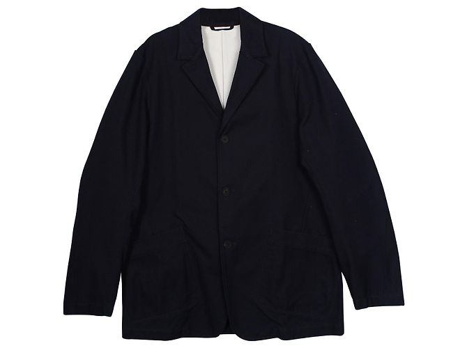 Acne Studios Single-Breasted Jacket in Navy Blue Cotton