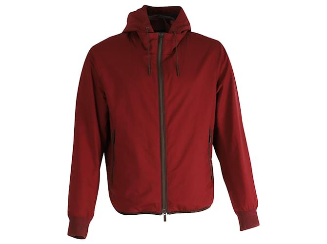 Ermenegildo Zegna Reversible Hooded Jacket in Red Polyester  ref.828762