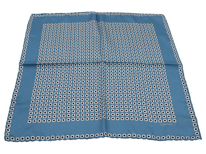 Pochette de costume imprimée Tom Ford en soie bleue  ref.828764