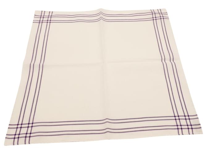 Quadrado de bolso com bordas listradas Ermenegildo Zegna Couture em algodão branco  ref.828782