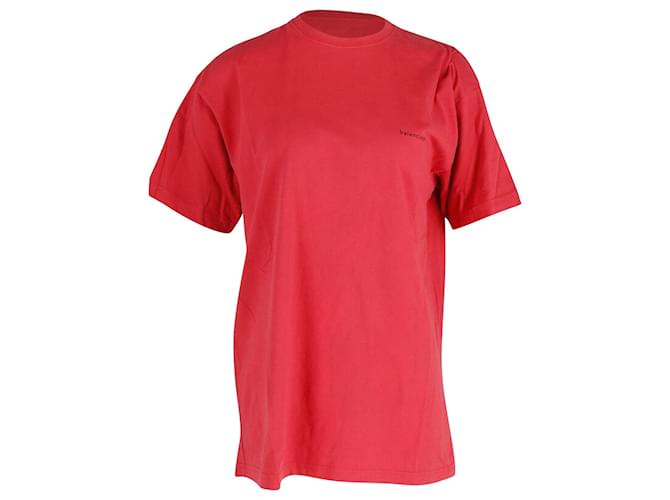 T-Shirt Logo Balenciaga Oversize in Cotone Rosso  ref.828789