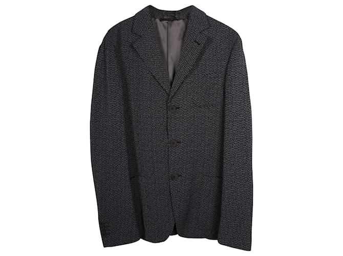 Giorgio Armani Lapel Jacket in Black Print Viscose Blend Cellulose fibre  ref.828807