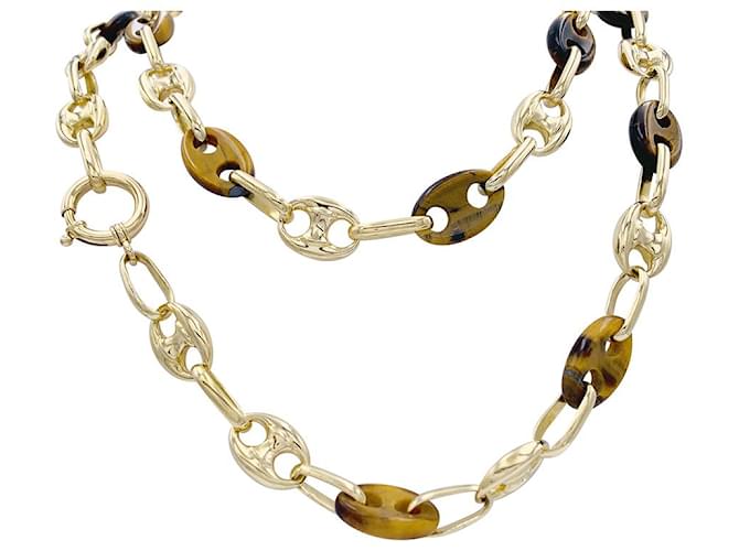 inconnue Vintage coffee beans long necklace, yellow gold and upperr eye.  ref.828834