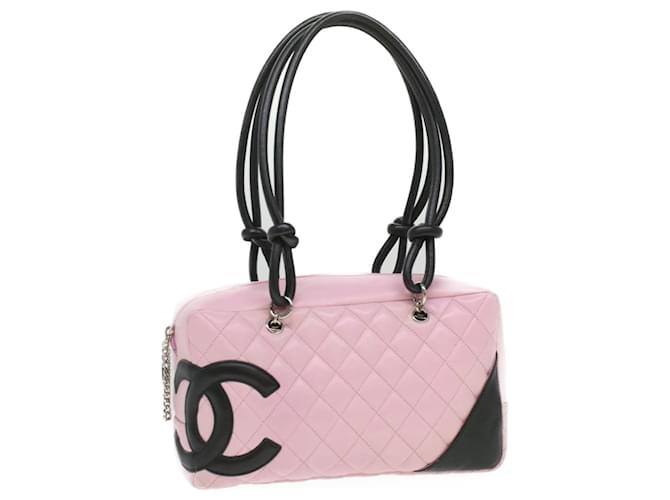 CHANEL Cambon Line Shoulder Bag Leather Pink Black CC Auth 36958 ref.828868  - Joli Closet