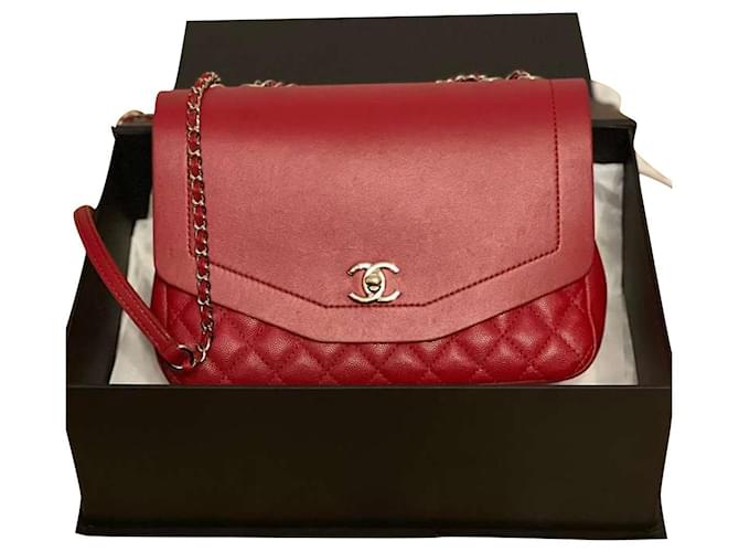 Chanel Timeless / Classique Medium Handle Bag Red Leather ref