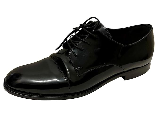 Zapatos Derby de charol Dior con cordones Negro  ref.829186