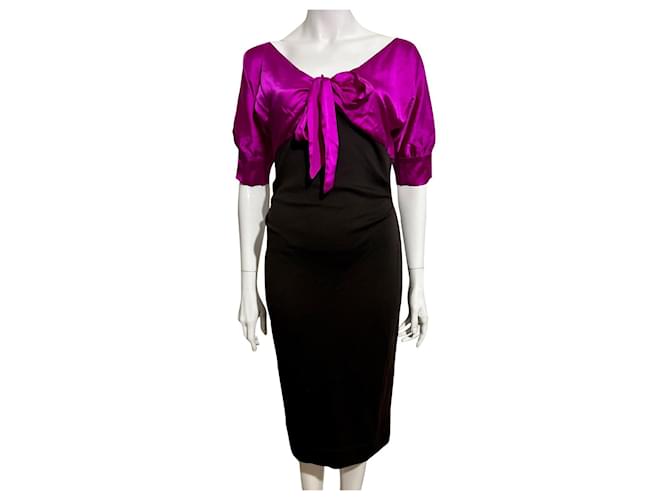 Diane Von Furstenberg vestido vintage de DvF Rosa Chocolate Seda Lana  ref.829188