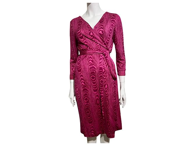 Diane Von Furstenberg DVF Julian Two Pink Mid Length Wrap Dress Silk  ref.829189