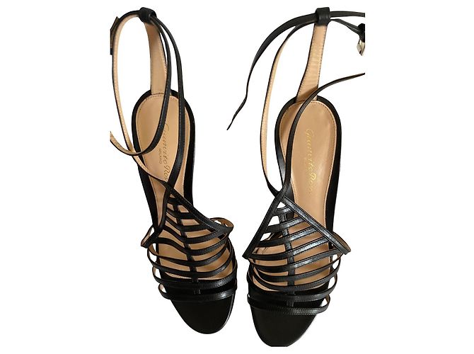 Sandali con lacci Gianvito Rossi in pelle nera 39 Nero