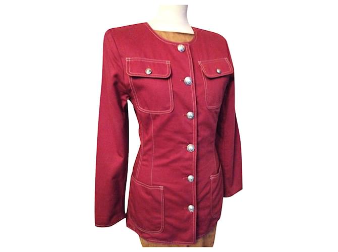 LOLITA LEMPICKA COUNTRY GUARD JACKET LAUREL BUTTONS T 36/38 Red Cotton  ref.829347
