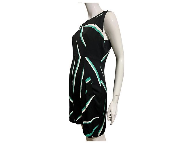 Diane Von Furstenberg Vestido recto "Carpreena Mini" de DvF Negro Blanco Verde