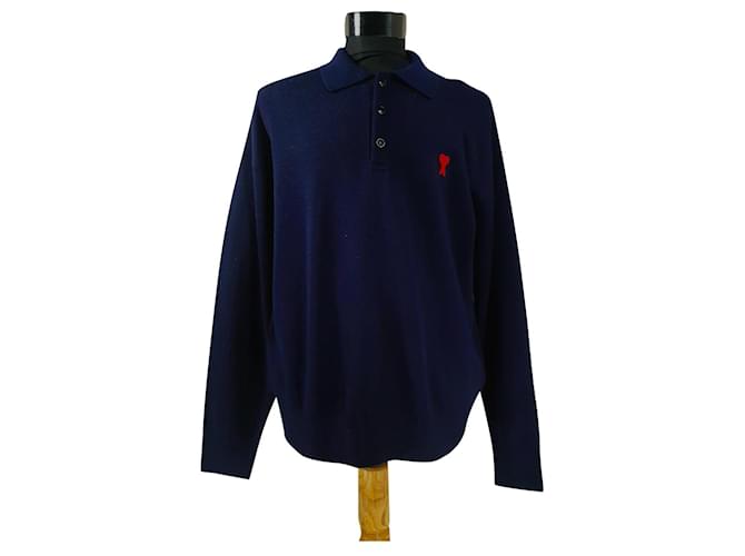 Ami Paris Sweaters Navy blue Wool  ref.829378