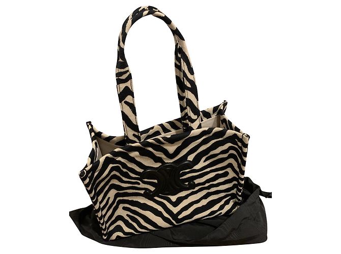 Autre Marque CELINE | Zebra Patterns Casual Style Unisex calf leather Blended Fabrics Black Beige Zebra print