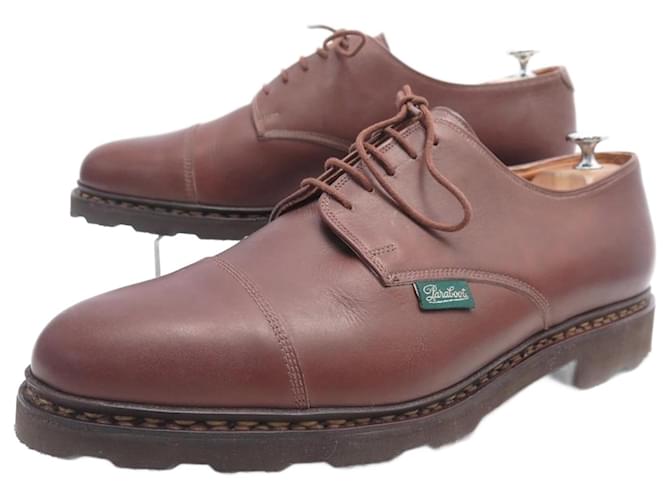 NEUF CHAUSSURES PARABOOT DERBY AZAY GRIFF 11 45 700302 CUIR LEATHER SHOES Marron  ref.829459