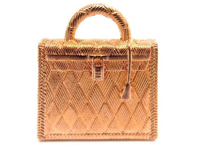 Hermès HERMES PENDANT ACCESSORY CURIOSITY KELLY GUILLOCHE H071663FD00 made of metal Pink  ref.829471