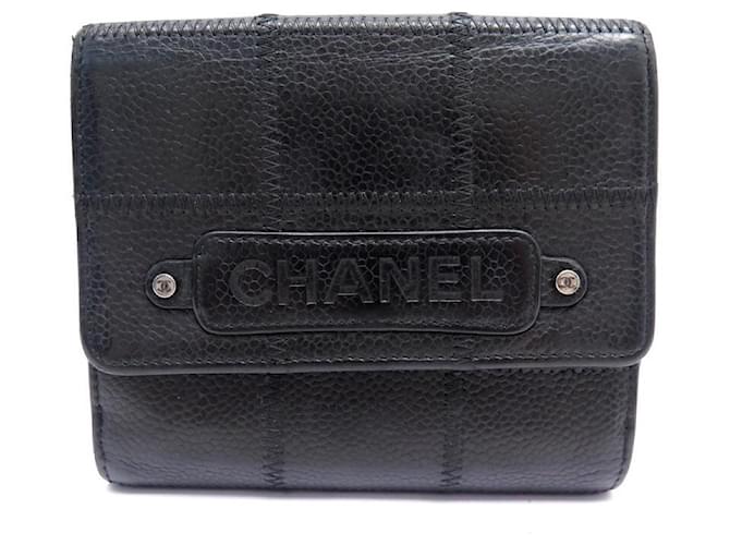 CHANEL WALLET PURSE WITH FLAP CAVIAR LEATHER CARD HOLDER WALLET Black  ref.829475