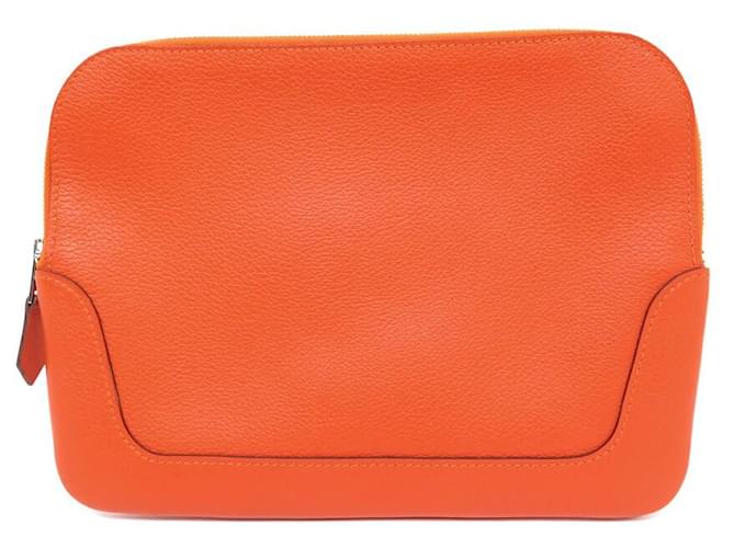 Hermès NEW HERMES CARRE POCKET CASE IN GRAINED LEATHER CALF SWIFT ORANGE POUCH  ref.829527