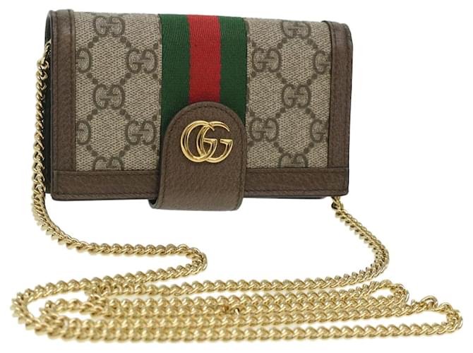 GUCCI Ophdia GG Web Sherry Line Cell Phone Case Beige Red 523163 Auth ro886  ref.829731