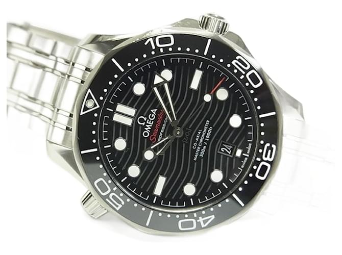 OMEGA SEA MASTER Divers300M Co-Axial Master Chrono meter 42 MM black Genuine goods rubber Mens Silvery Steel  ref.829805