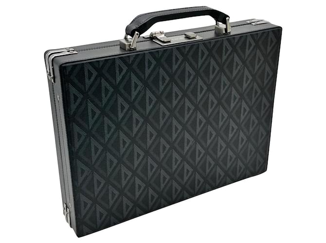 Dior Diamond Business Large Black CD Lock Case Grey Leather  ref.829823