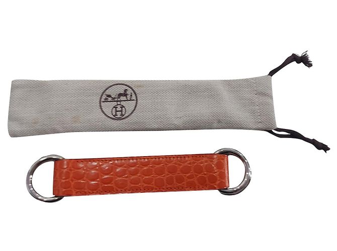 Hermès Hermes Cinto cachecol de couro de crocodilo laranja