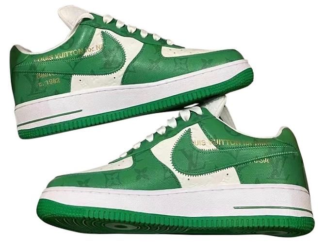 Baskets Louis Vuitton Nike Air Force 1 Low Vert Cuir
