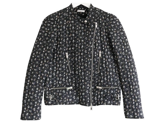 Jaqueta acolchoada de algodão floral masscob Preto