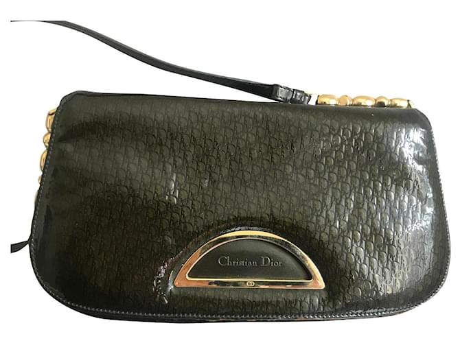 Malice Dior Handbags Khaki Patent leather  ref.830075