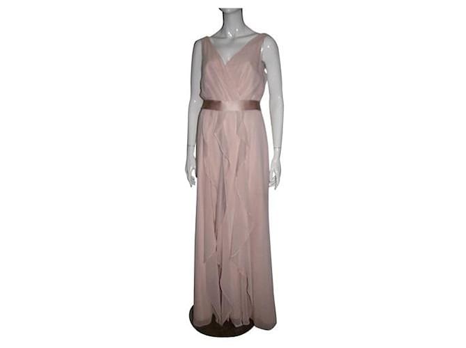Vera Wang Blush ruffled evening gown Pink Polyester  ref.830114