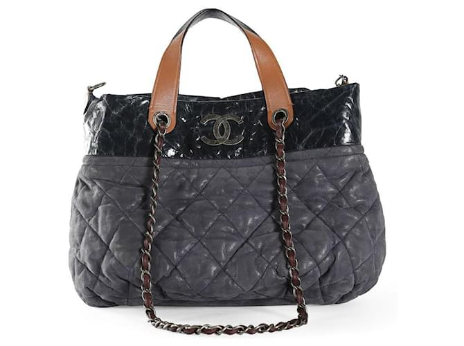 Chanel Blue/Tan Quilted Iridescent Calfskin Leather The Mix Tote Bag  Pony-style calfskin ref.830574 - Joli Closet