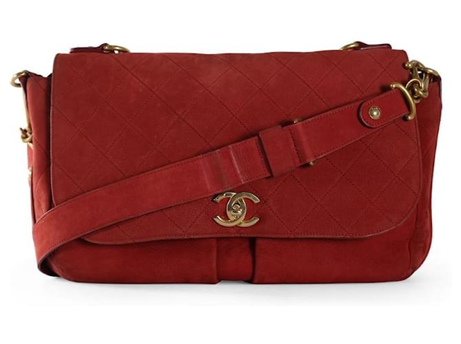Chanel Red Suede Paris In Rome Messenger Bag ref.830575 - Joli
