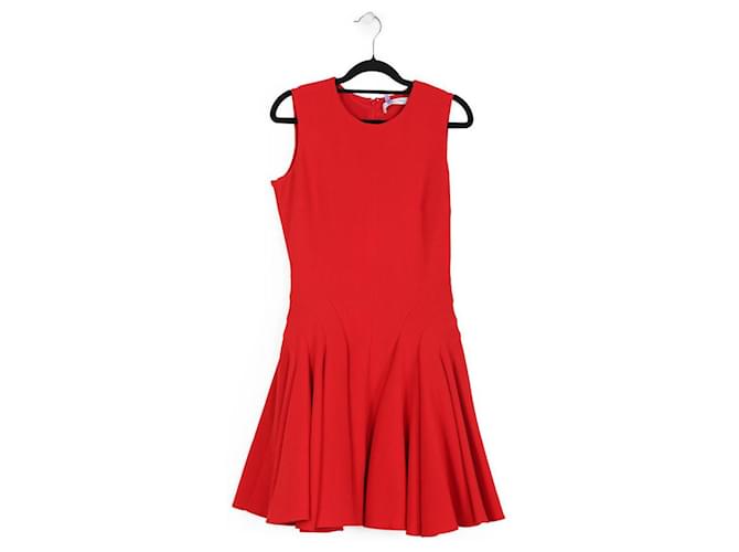 Christian Dior Red Wool Sleeveless Flared Mini Dress  ref.830675