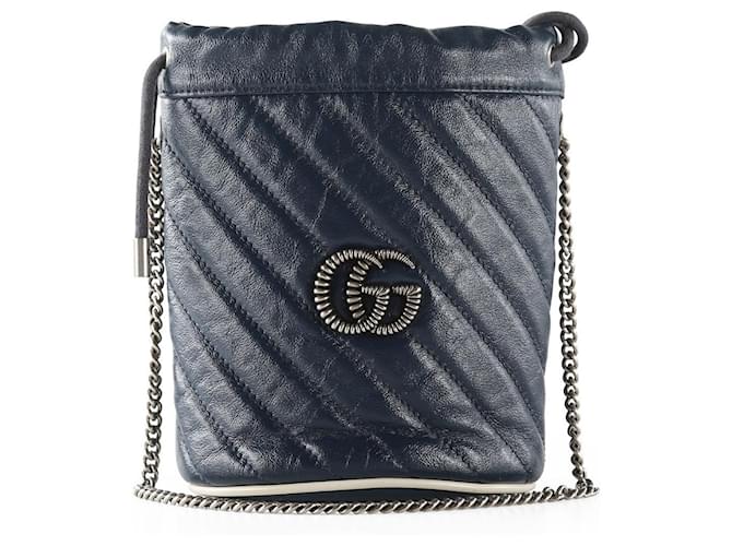 GUCCI GG Marmont mini quilted leather bucket bag  Bucket bag, Leather  crossbody bag, Black leather crossbody bag