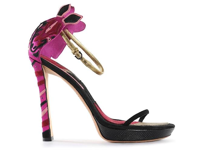 Louis Vuitton Multicolor Suede & Satin Ankle Strap Open Toe