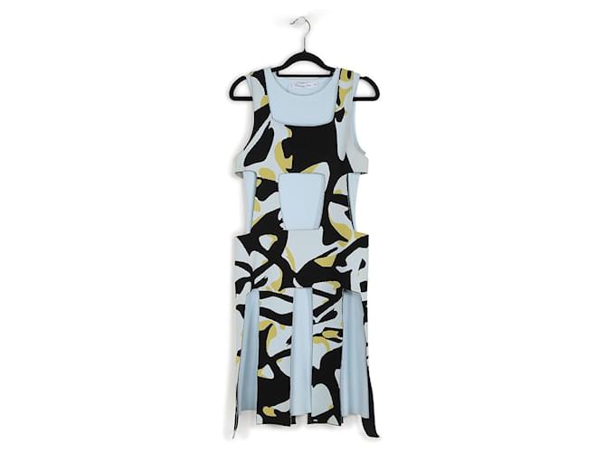 Christian Dior Light Blue & Multicolor Viscose Cutouts Sleeveless Dress Multiple colors Polyester  ref.830797