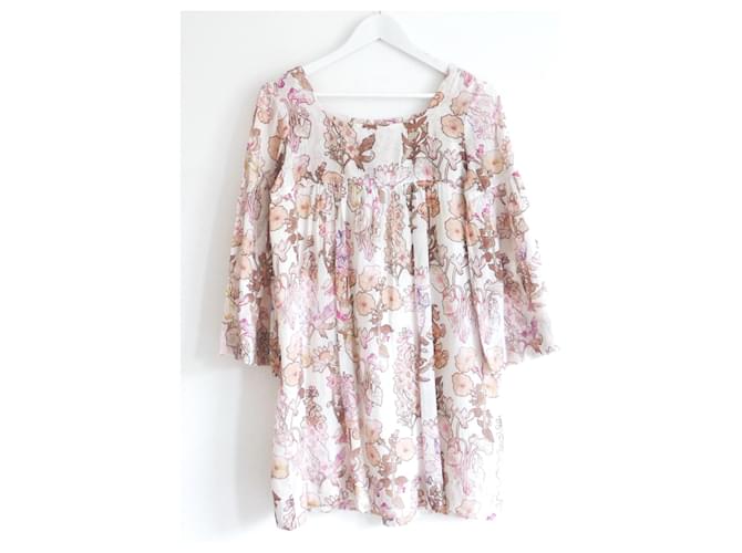 Autre Marque Vestido babydoll floral de Raquel Allegra Rosa Algodón  ref.831000