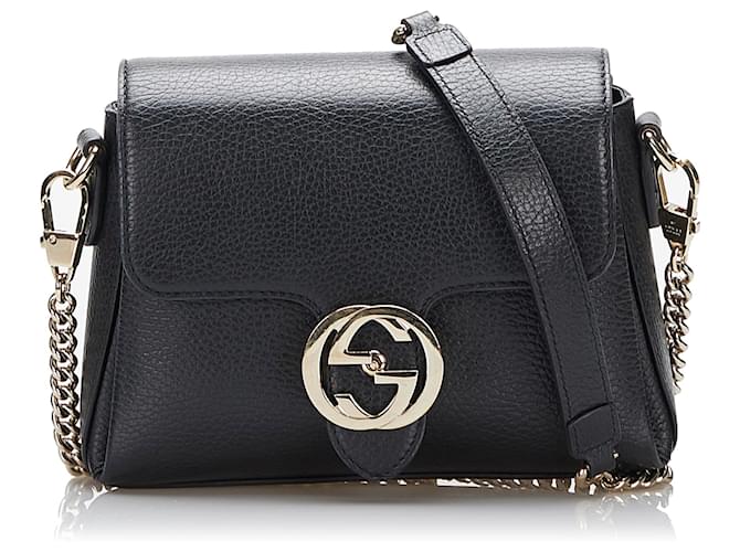 Interlocking leather crossbody bag