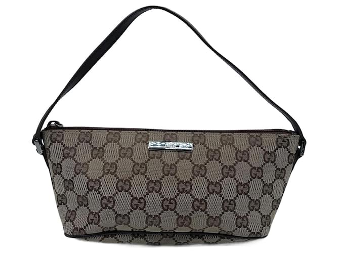 Gucci GG Canvas Handbag 07198 Beige Brown Leather Ladies GUCCI