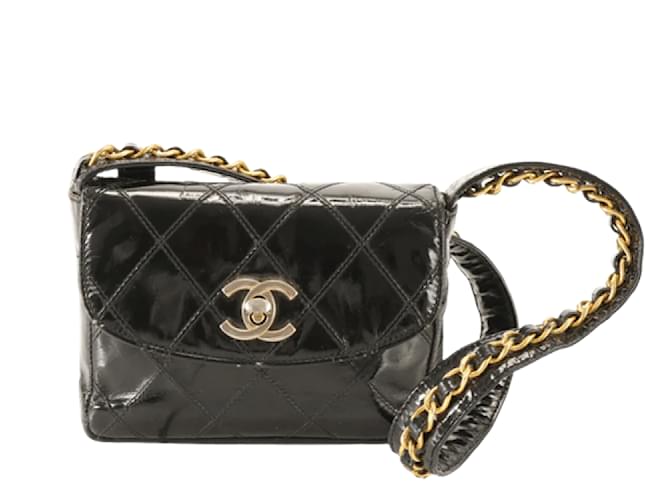 Black Leather Chanel Shoulder Bag  ref.831811