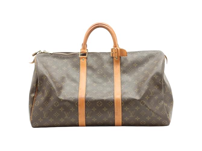 Brown Coated Canvas Louis Vuitton Keepall Cloth  ref.831817