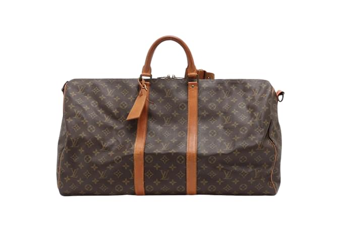Brown Coated Canvas Louis Vuitton Keepall Cloth  ref.831818